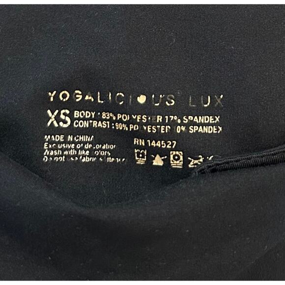 2/$15 Yogalicious Lux High Waist Cropped Leggings Pockets Black Size XS - Picture 9 of 10